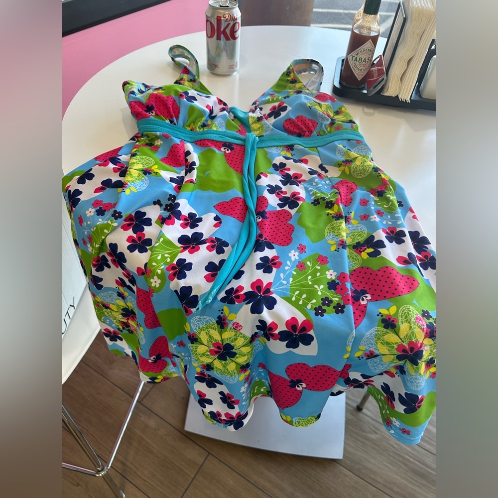 Y2K  Blue Floral Swimsuit dress  plus size